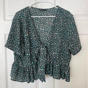 Floral Top with Front Ties